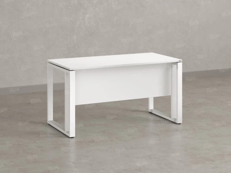 Стол прямой на О-образных опорах с экраном ЛДСП 1600x900x750 RM041-16x9 Белый/Белый