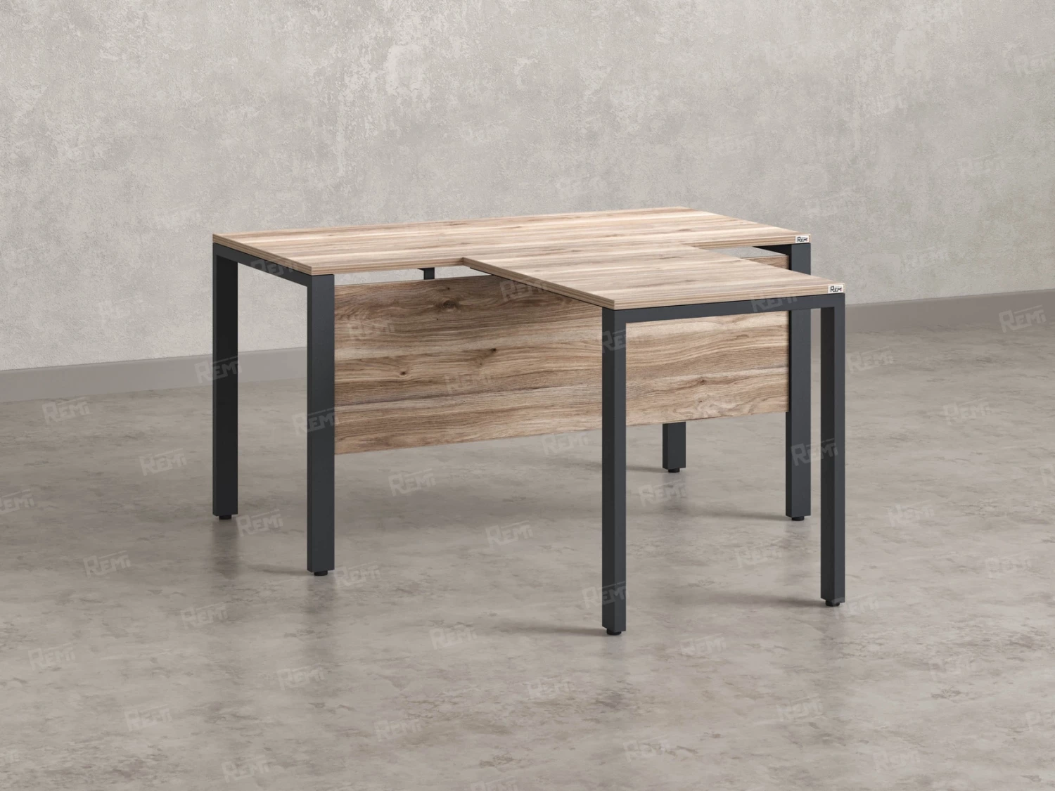 Стол с брифингом на П-образных опорах с экраном ЛДСП RM044-10x8 1000x1800x750 Дуб Маувелла/Серый