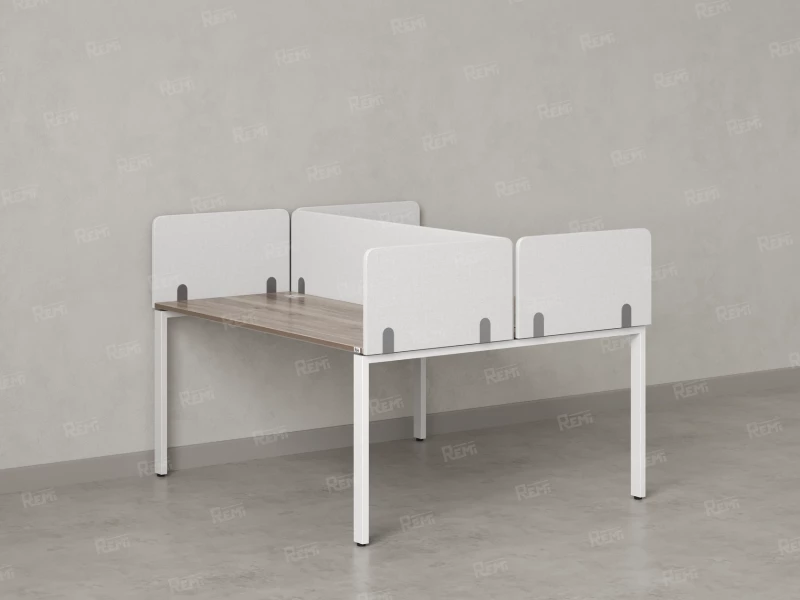 Бенч-система, 2 рабочих места, на П-образных опорах, 5 тканевых экрана 1000x1600x750 RM165-3-10x16 Дуб Маувелла/Белый