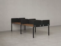 Бенч-система, 4 рабочих места, на П-образных опорах, 8 тканевых экранов 2000x1200x750 RM166-1-10x12 Дуб Юстус/Черный