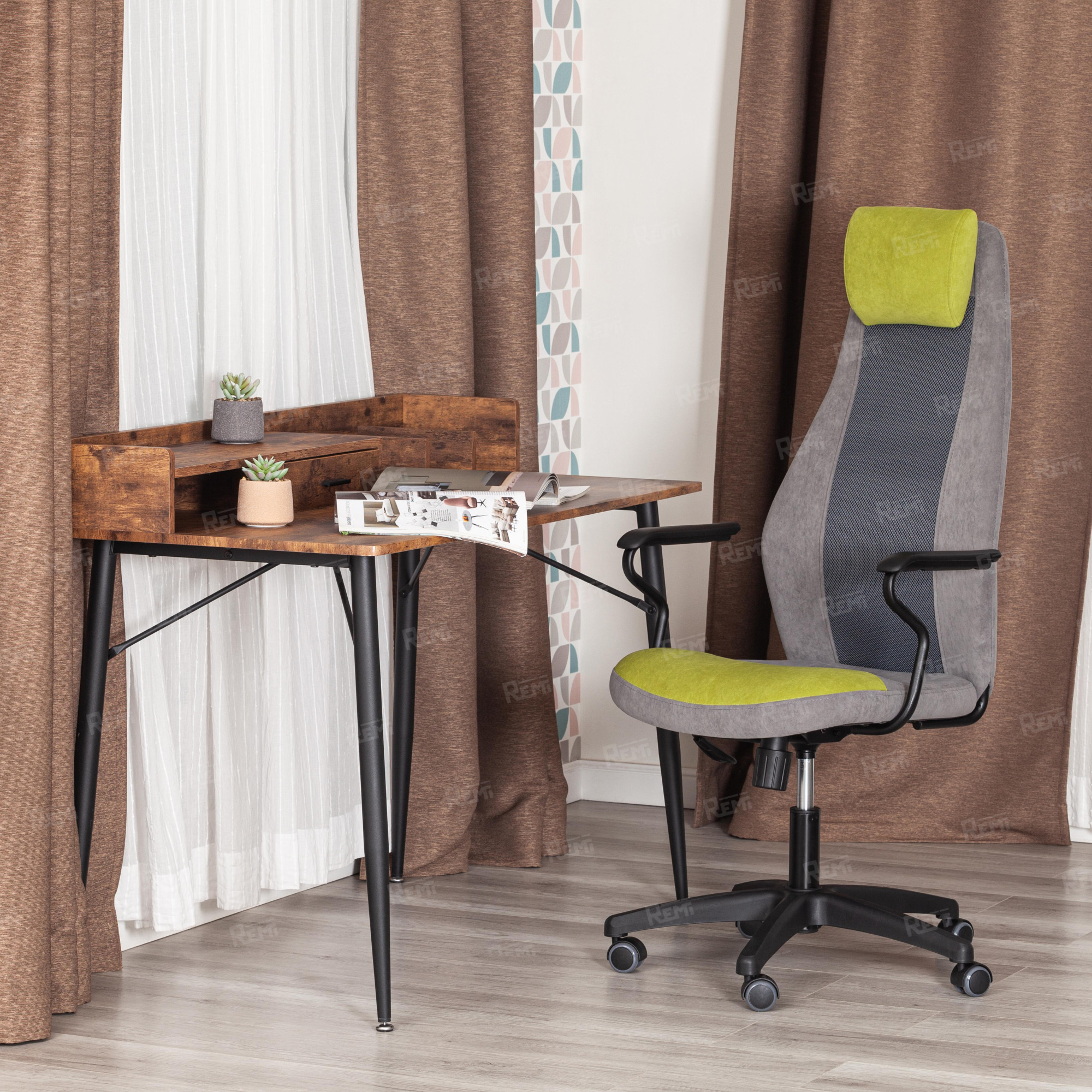 Кресло AVIATOR Олива/Серый, Флок (арт. 21646)