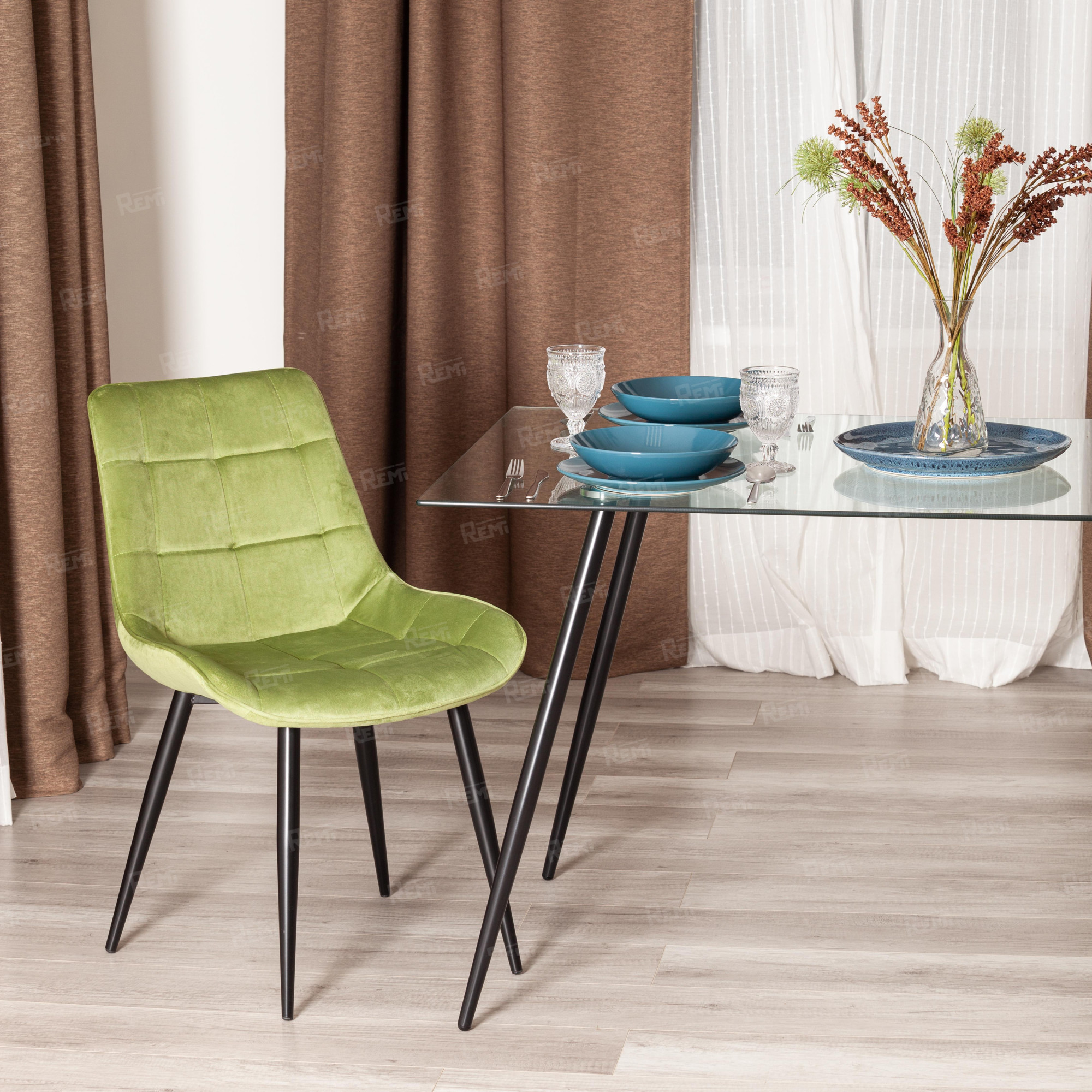 Стул ABRUZZO ( mod. 8060 ) Зеленый/Зеленый, Велюр (арт. 19599)