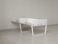 Бенч-система, 4 рабочих места, на U-образных опорах, 8 тканевых экранов 2000x1600x750 RM173-1-10x16 Дуб Маувелла/Белый