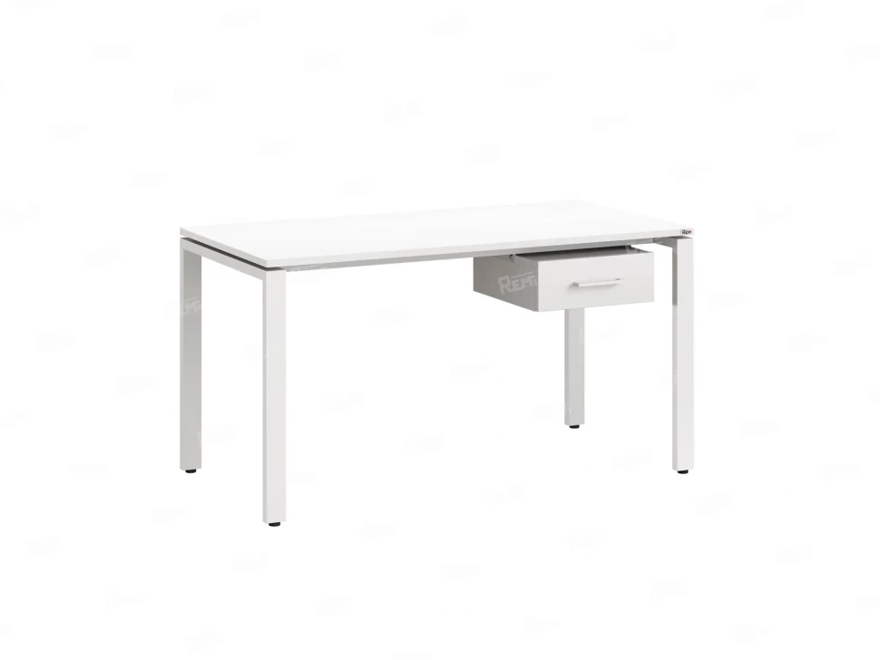 Стол прямой с подвесной тумбой, П-опора 1800x600x750 RM038-18x6 Белый/Белый