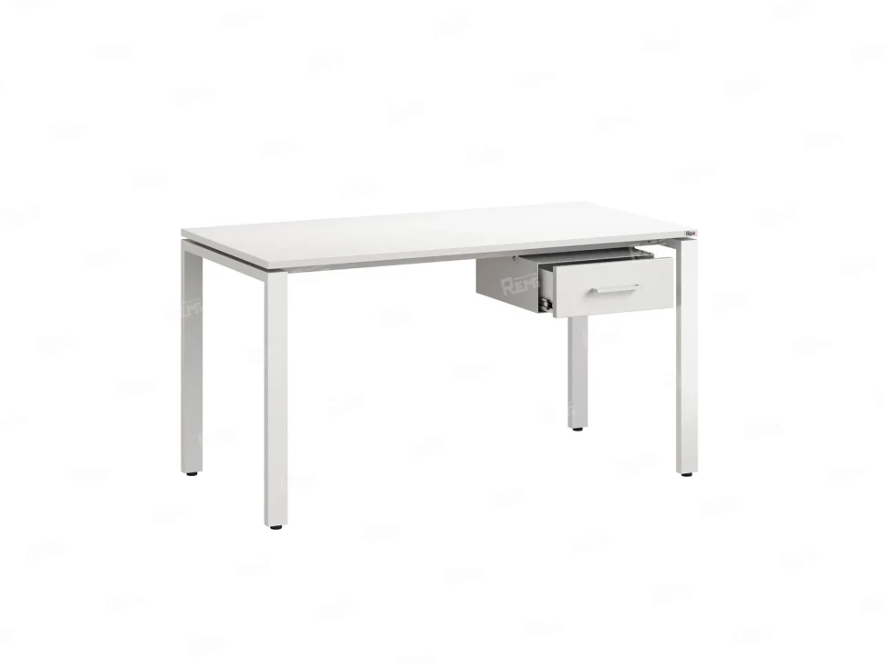 Стол прямой с подвесной тумбой, П-опора 1800x600x750 RM038-18x6 Белый/Белый