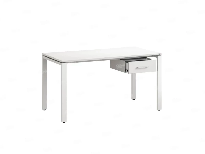 Стол прямой с подвесной тумбой, П-опора 1800x600x750 RM038-18x6 Белый/Белый