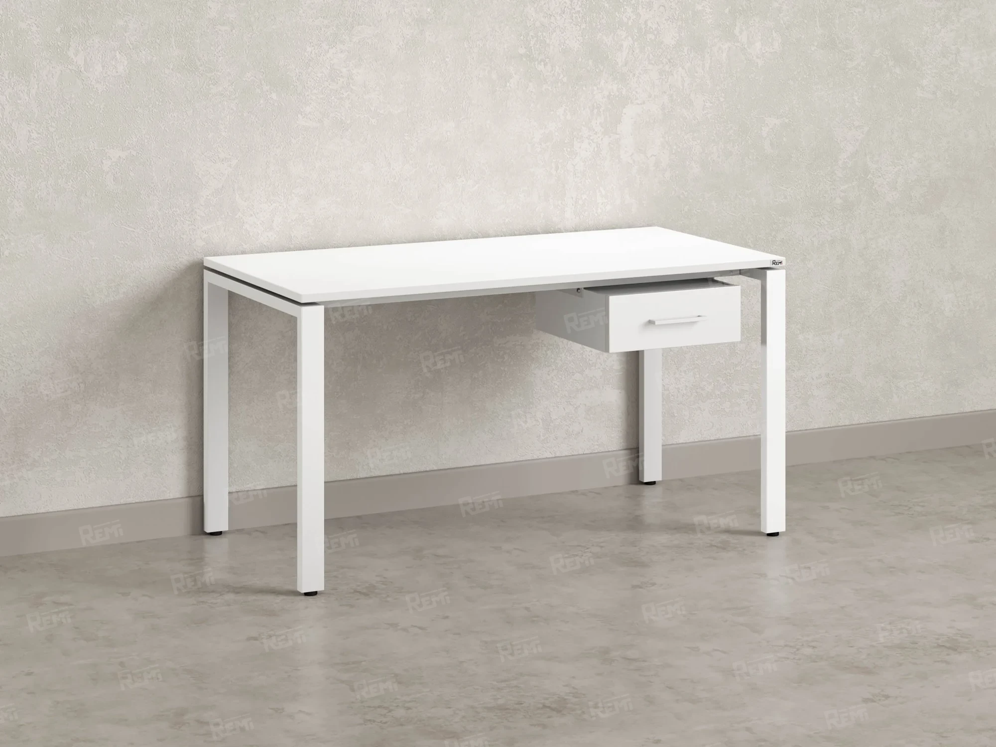 Стол прямой с подвесной тумбой, П-опора 1800x600x750 RM038-18x6 Белый/Белый