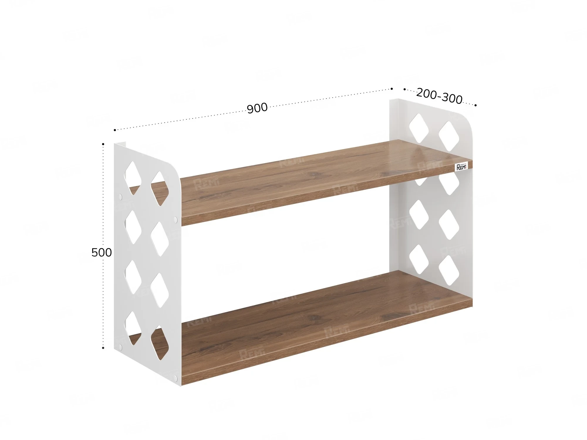 Полка настенная 900x300x500 RM192-90x30 Дуб Юстус/Белый