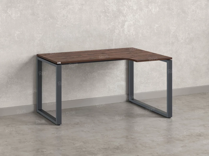 Стол угловой, О-опора, правый 1800x600/900x750, RM054-18x6-9 Дуб Апрельский шоколад/Серый