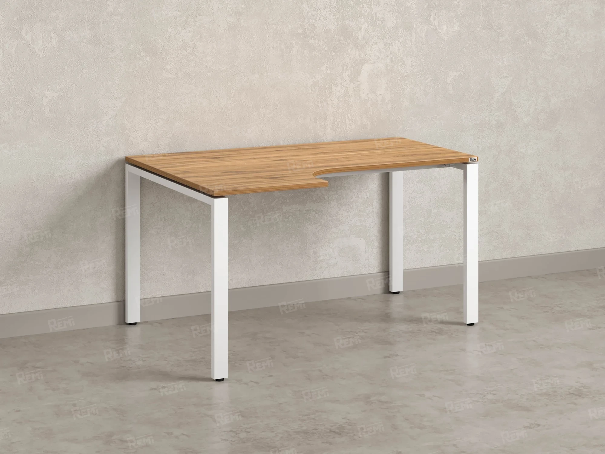 Стол угловой, П-опора, левый 1800x700/900x750, RM053-18x7-9 Дуб Юстус/Белый