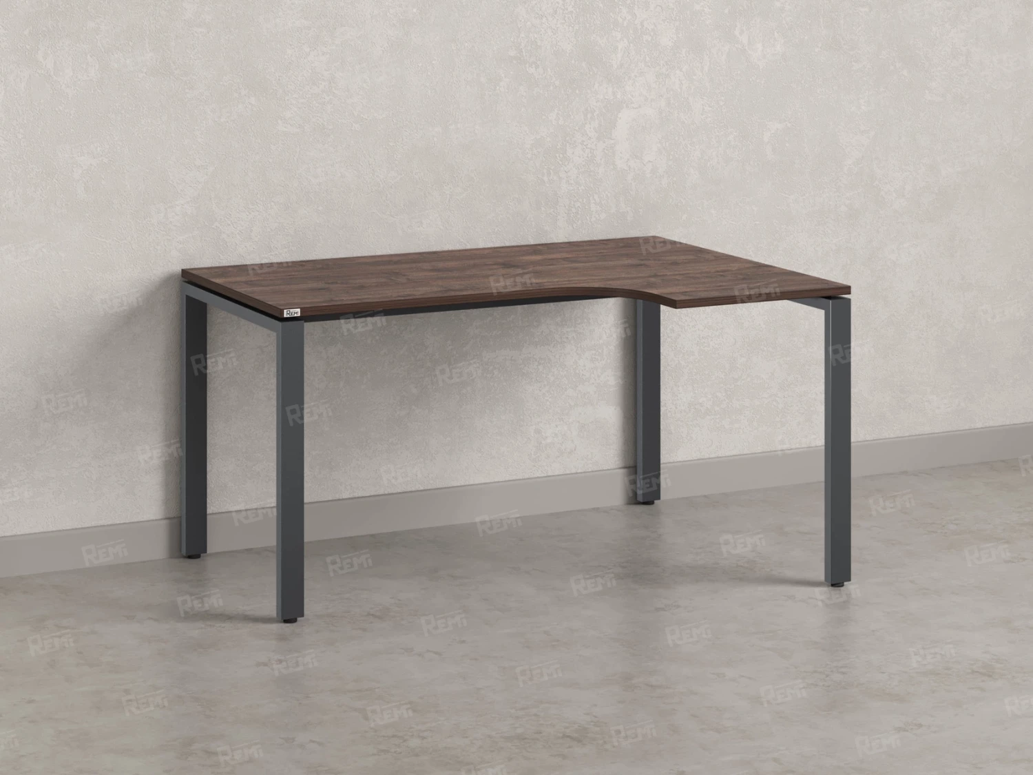 Стол угловой, П-опора, правый 1600x600/900x750, RM052-16x6-9 Дуб Апрельский шоколад/Серый