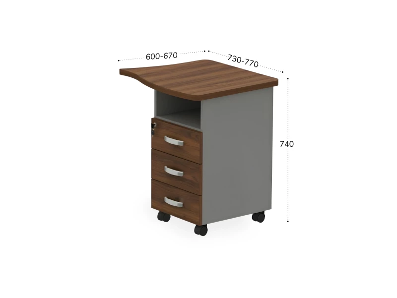 BRL RB089-73х60R Тумба приставная правая 730х600х740 Орех Вармия/Серый вулканический