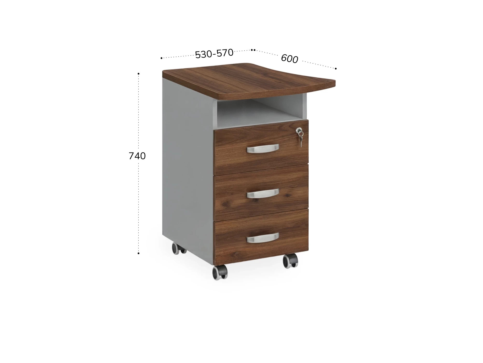 BRL RB086-57х60L Тумба приставная левая 570х600х740 Орех Вармия/Серый вулканический