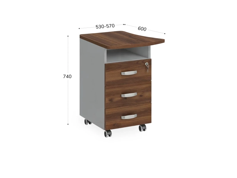 BRL RB086-57х60L Тумба приставная левая 570х600х740 Орех Вармия/Серый вулканический