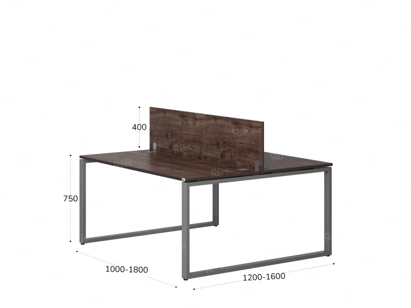 Бенч-система, 2 рабочих места, с одним экраном ЛДСП 1000x1200x750 RM169-2-10x12 Дуб Апрельский шоколад/Серый
