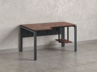 Стол угловой, экран металл, П-опора, левый 1800x600/900x750, RM059-18x6-9 Дуб Апрельский шоколад/Серый