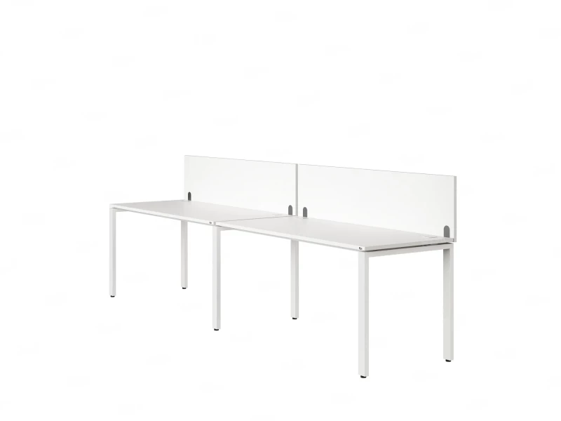 Бенч-система в 1 ряд, 2 рабочих места 2 ЛДСП экранов 3200x800x750 RM167-4-32x8 Белый/Белый