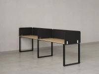 Бенч-система в 1 ряд, 2 рабочих места 5 тканевых экранов 3200x600x750 RM168-1-32x6 Вяз Швейцарский светлый/Черный