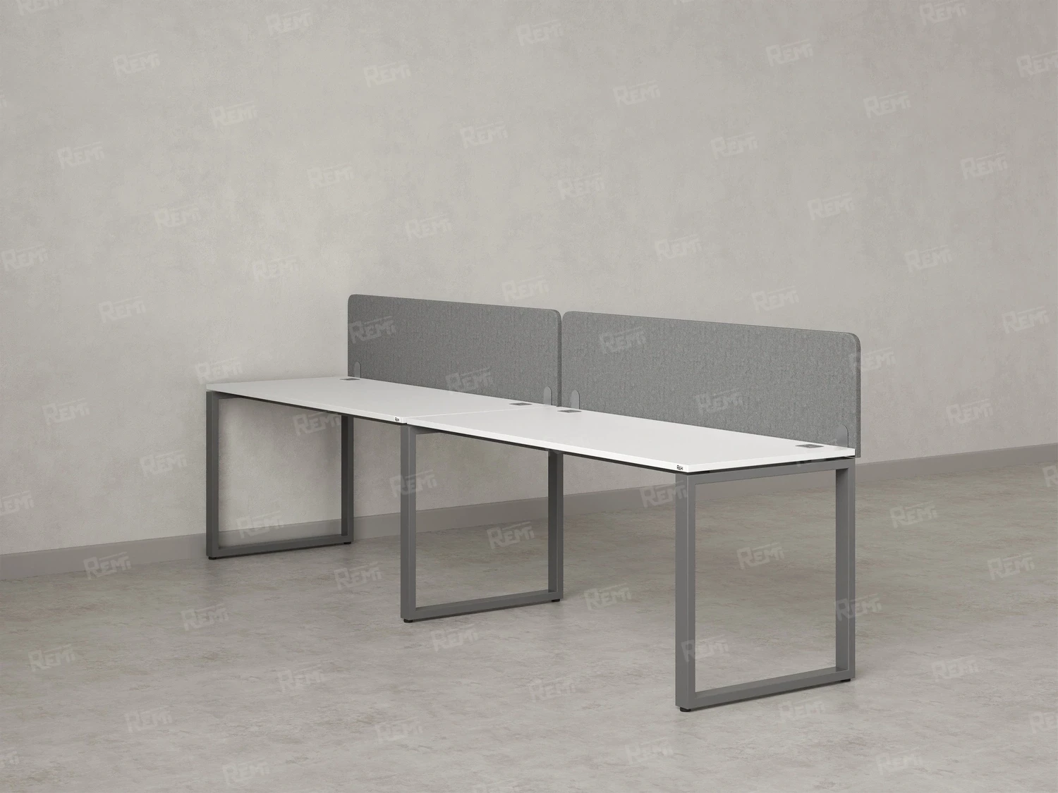 Бенч-система в 1 ряд, 2 рабочих места 2 тканевых экранов 2700x600x750 RM168-3-27x6 Белый/Серый