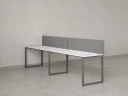 Бенч-система в 1 ряд, 2 рабочих места 2 тканевых экранов 2700x600x750 RM168-3-27x6 Белый/Серый