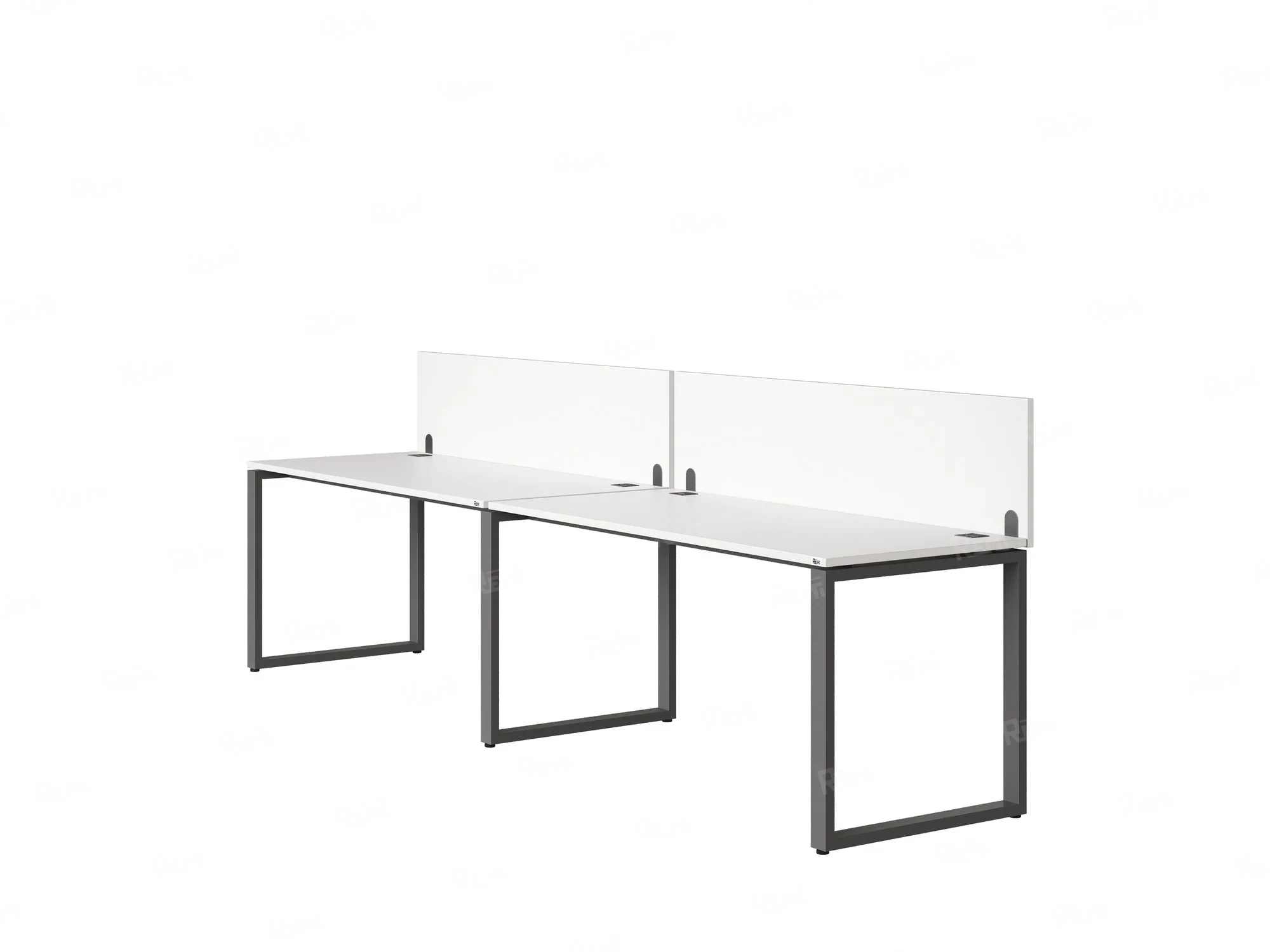 Бенч-система в 1 ряд, 2 рабочих места 2 ЛДСП экранов 3200x800x750 RM168-4-32x8 Белый/Серый