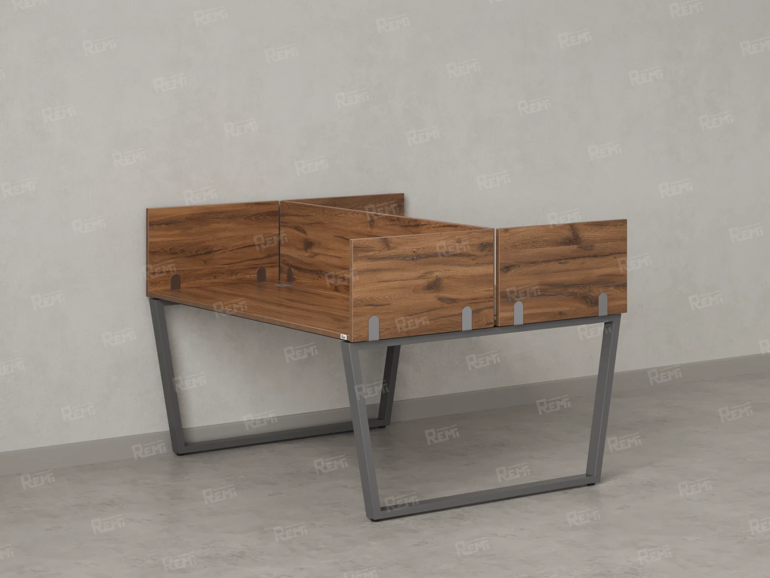 Бенч-система, 2 рабочих места, 5 ЛДСП экранов 1200x1200x750 RM172-4-12x12 Дуб Юстус/Серый