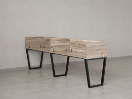 Бенч-система в 1 ряд, 2 рабочих места 5 ЛДСП экранов 2700x700x750 RM174-2-27x7 Дуб Маувелла/Черный