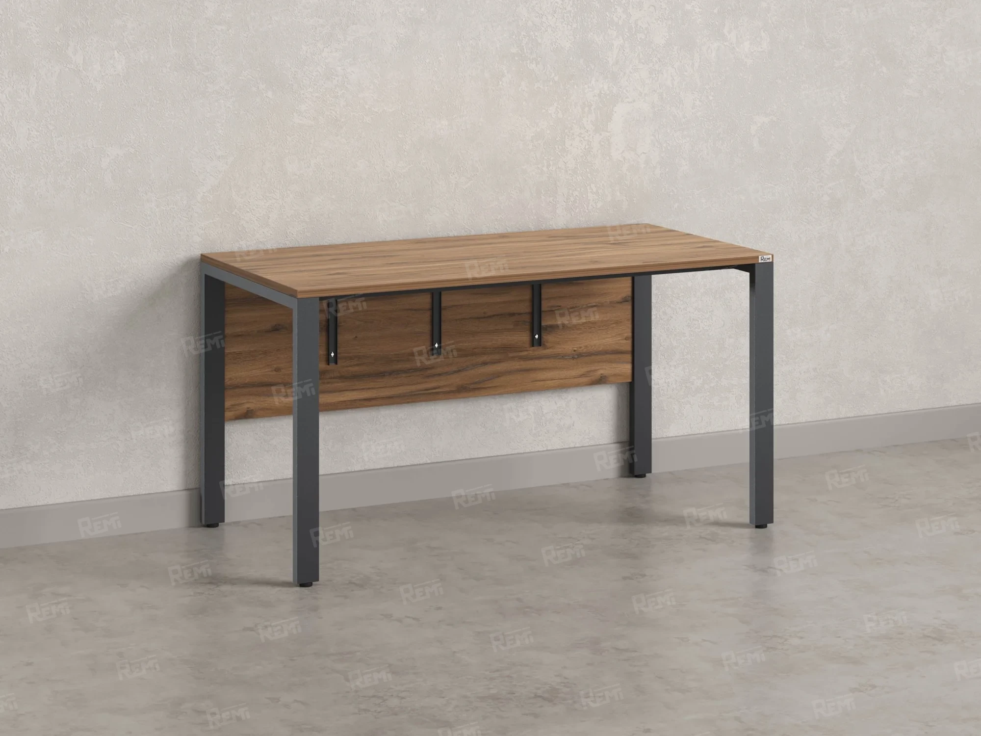 Стол прямой на П-образных опорах, экран ЛДСП 1800x600x750 RM005-18x6 Дуб Юстус/Серый