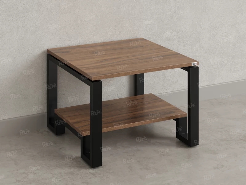 Журнальный стол с полкой 700x700x550 RM181-7x7 Дуб Юстус/Черный