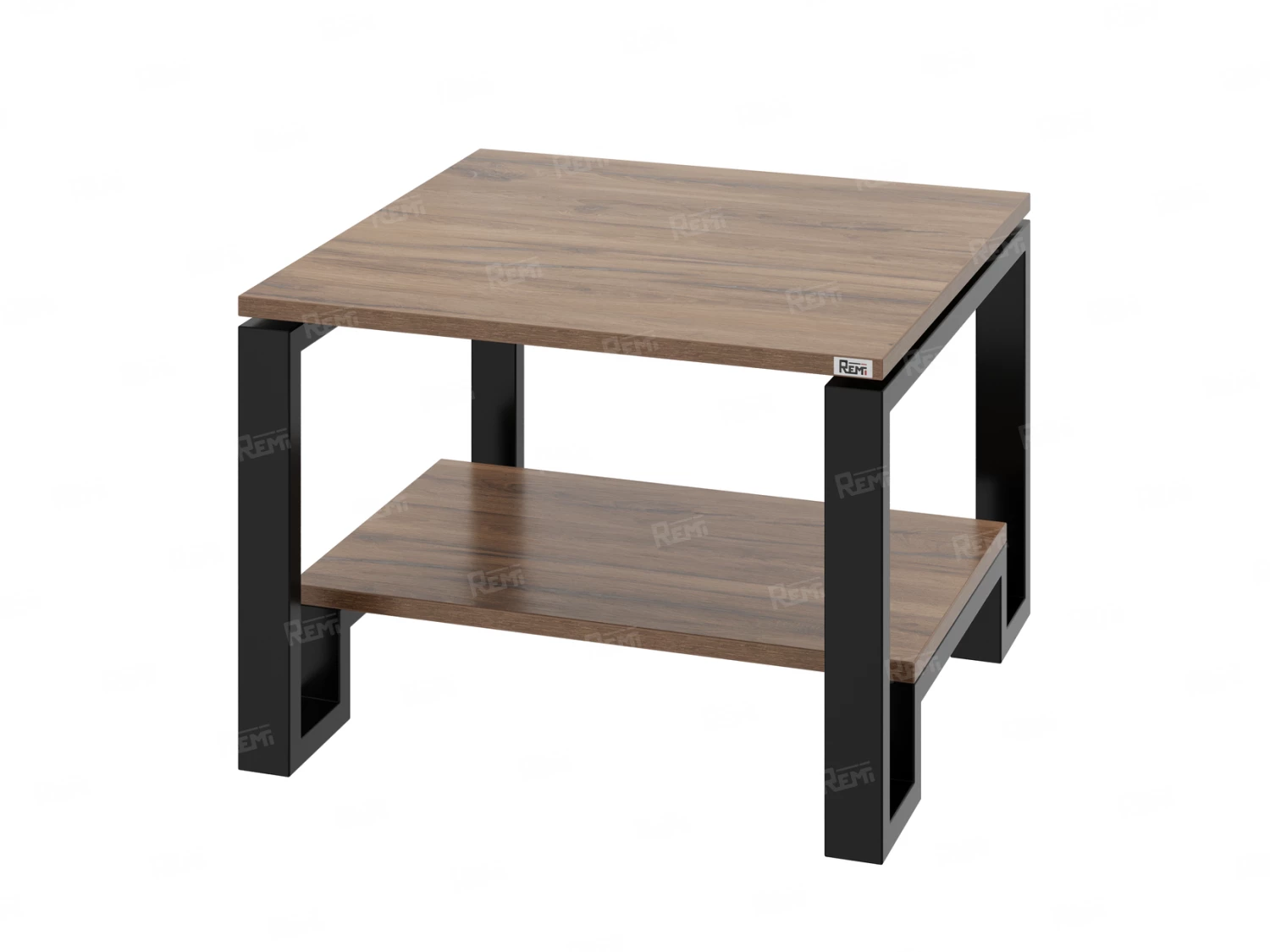 Журнальный стол с полкой 700x700x550 RM181-7x7 Дуб Юстус/Черный