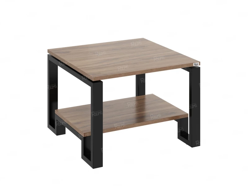 Журнальный стол с полкой 700x700x550 RM181-7x7 Дуб Юстус/Черный