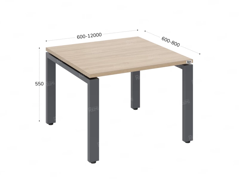 Журнальный стол с полкой 800x800x550 RM183-8x8 Вяз Швейцарский светлый/Серый