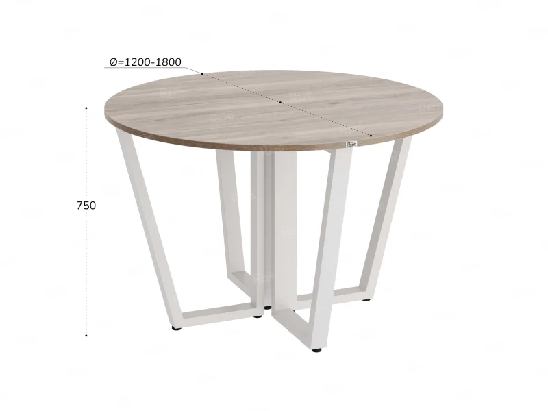 Круглый стол на U-образных опорах 1500x1500x750 RM188-15x15 Дуб Маувелла/Белый