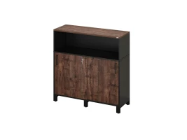 Низкий шкаф-купе, 2 полки с надстройкой 1200x420x1200 RM126-120x42 Дуб Апрельский шоколад/Черный