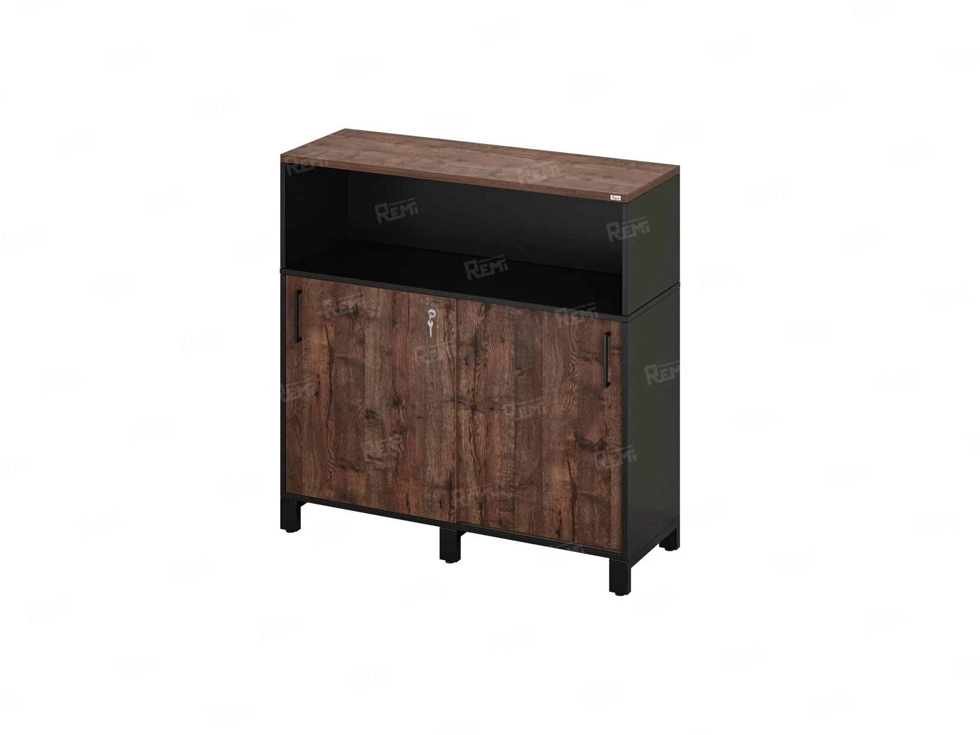 Низкий шкаф-купе, 2 полки с надстройкой 1200x420x1200 RM126-120x42 Дуб Апрельский шоколад/Черный