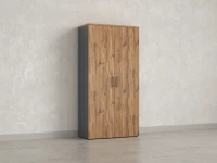 Шкаф распашной, регулируемые опоры, 5 уровней 900x420x1800 RM153-90x41 Дуб Юстус/Серый