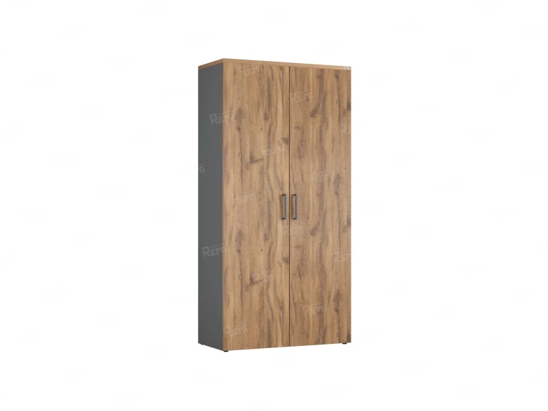 Шкаф распашной, регулируемые опоры, 5 уровней 900x420x1800 RM153-90x41 Дуб Юстус/Серый