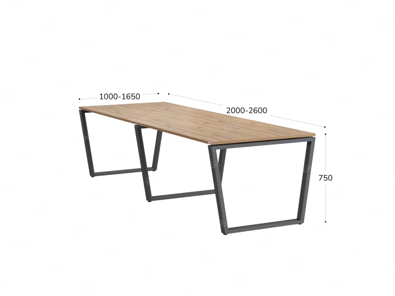 Cтол для переговоров, на V-обазном каркасе 2000x1000x750 RM082-200x100 Дуб Юстус/Серый