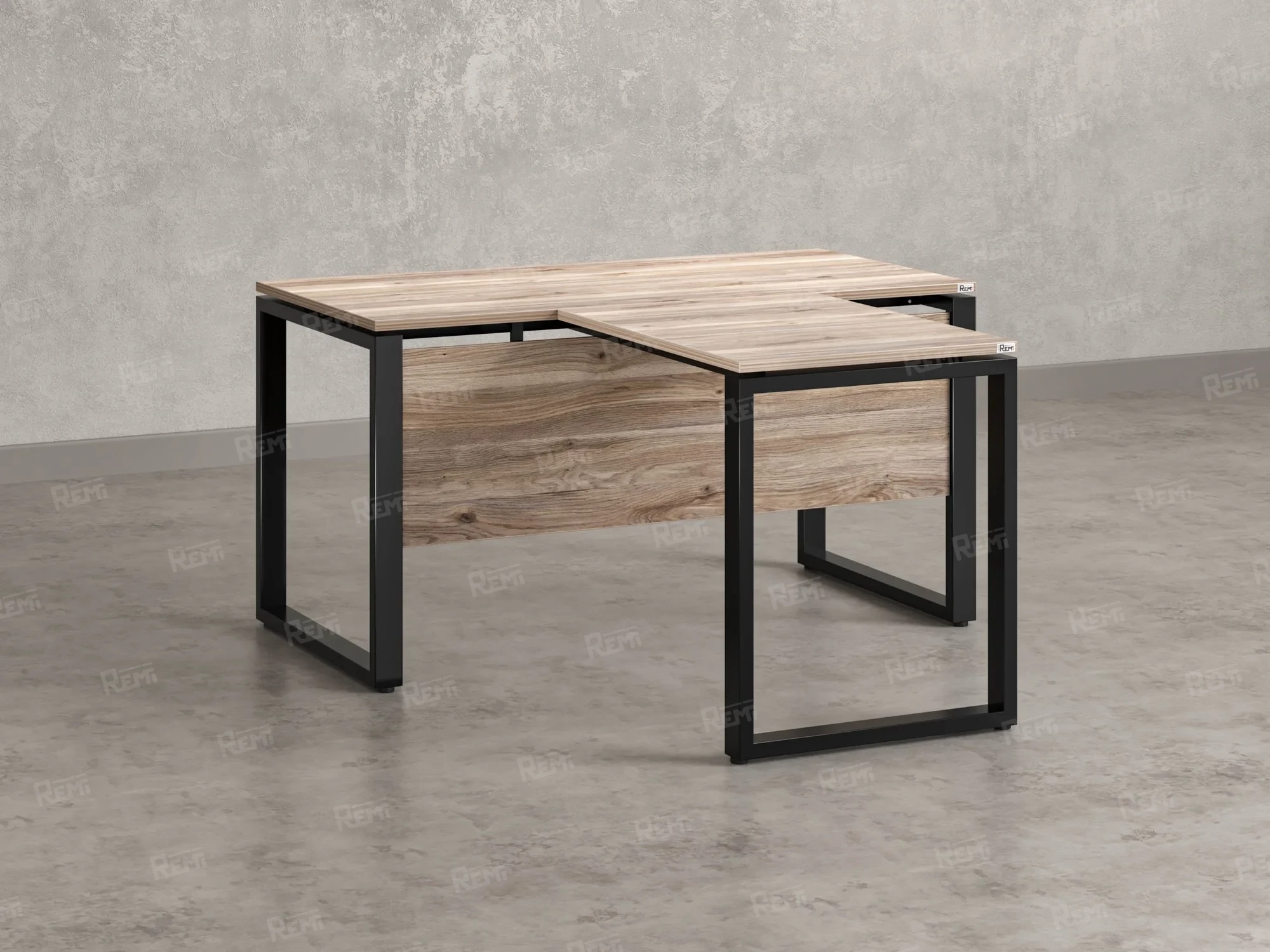 Стол с брифингом с парящей столешницей на О-образных опорах с экраном ЛДСП RM045-14x8 1400x2200x750 Дуб Маувелла/Черный