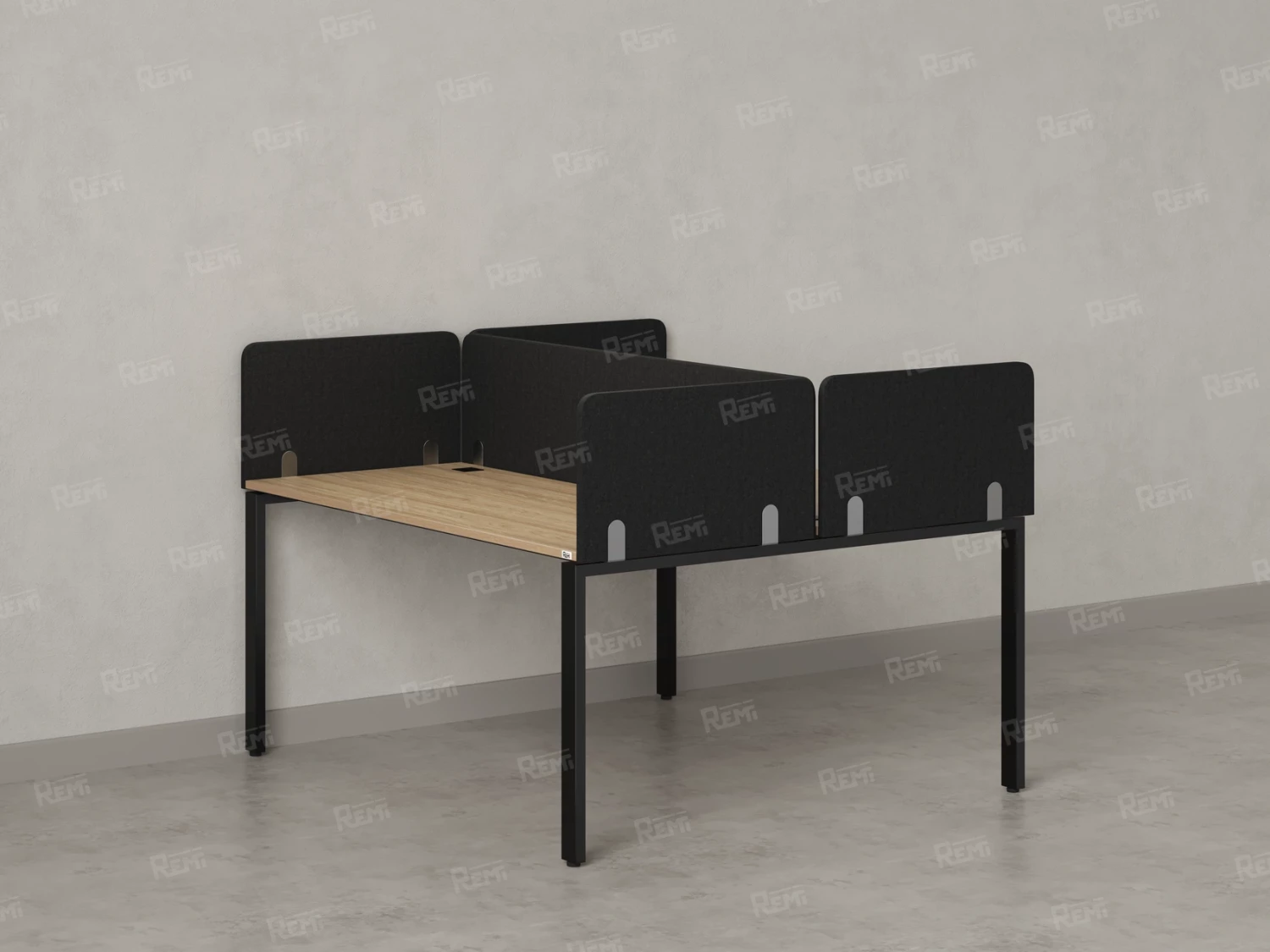 Бенч-система, 2 рабочих места, на П-образных опорах, 5 тканевых экрана 1600x1200x750 RM165-3-16x12 Вяз Швейцарский светлый/Черный