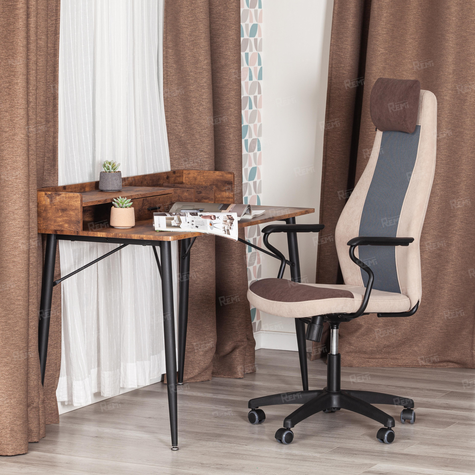 Кресло AVIATOR Коричневый/Бежевый, Флок (арт. 21647)