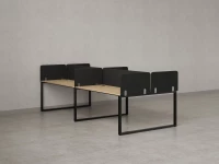 Бенч-система, 4 рабочих места, на О-образных опорах, 8 тканевых экранов 2400x1400x750 RM170-1-12x14 Вяз Швейцарский светлый/Черный