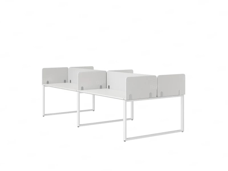 Бенч-система, 4 рабочих места, на О-образных опорах, 8 тканевых экранов 3200x1600x750 RM170-1-16x16 Белый/Белый