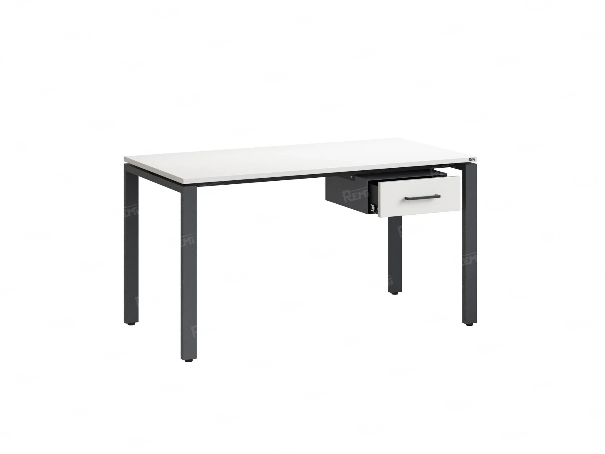 Стол прямой с подвесной тумбой, П-опора 1800x600x750 RM038-18x6 Белый/Серый