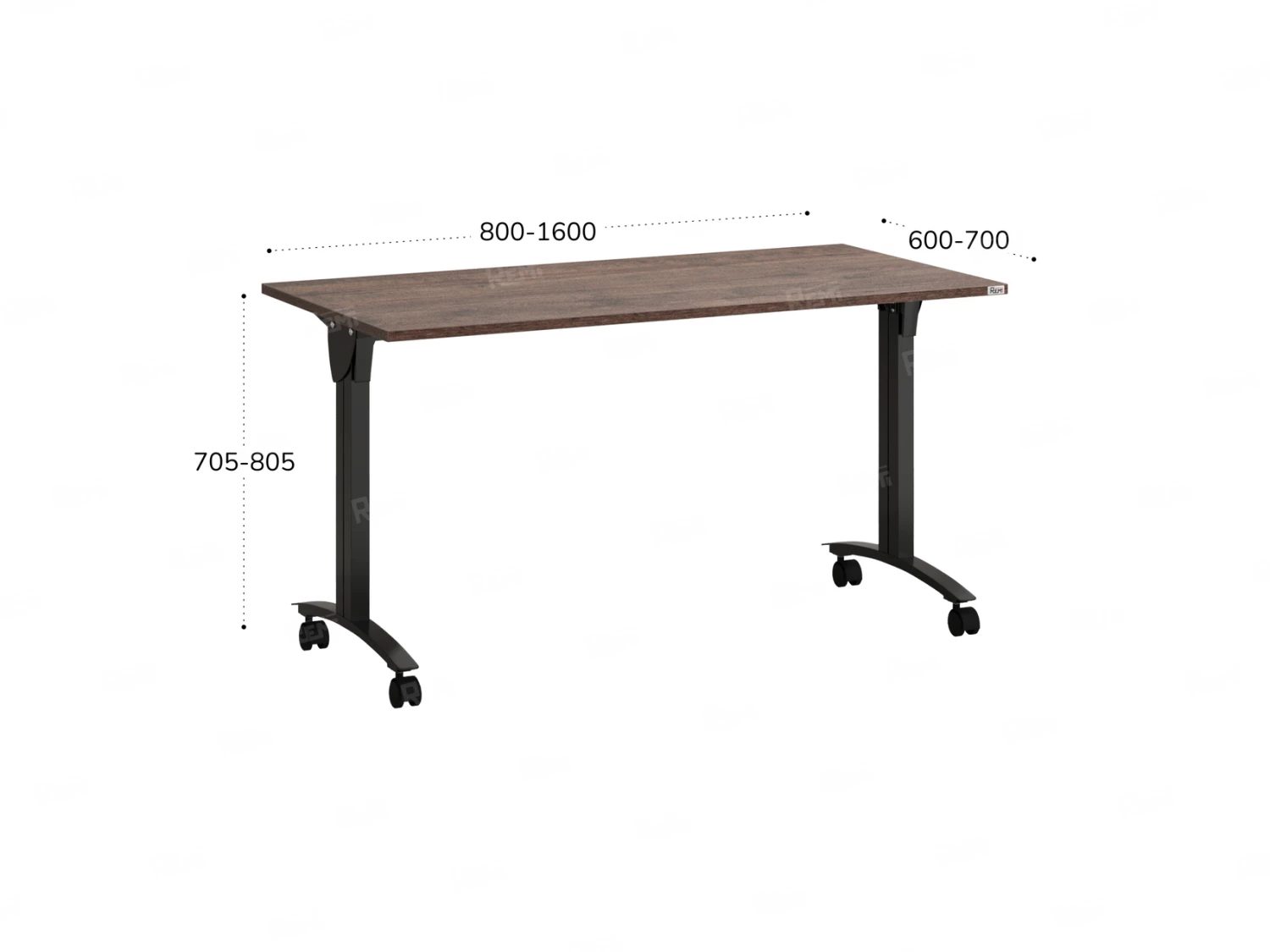 Стол складной, мобильный 1200x600x750 RM011-12x6 Дуб Апрельский шоколад/Черный