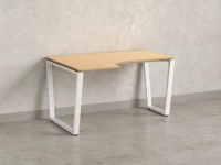 Стол угловой, U-опора, левый 1800x900/1200x750, RM051-18x9-12 Вяз Швейцарский светлый/Белый