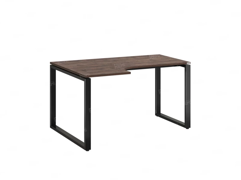 Стол угловой, О-опора, левый 1400x600/900x750, RM055-14x6-9 Дуб Апрельский шоколад/Черный