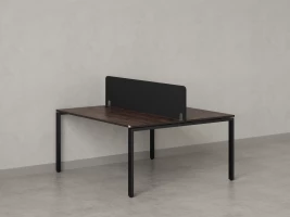 Бенч-система, 2 рабочих места, с одним тканевым экраном 1000x1200x750 RM165-1-10x12 Дуб Апрельский шоколад/Черный