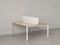 Бенч-система, 2 рабочих места, с одним тканевым экраном 1400x1400x750 RM165-1-14x14 Вяз Швейцарский светлый/Белый