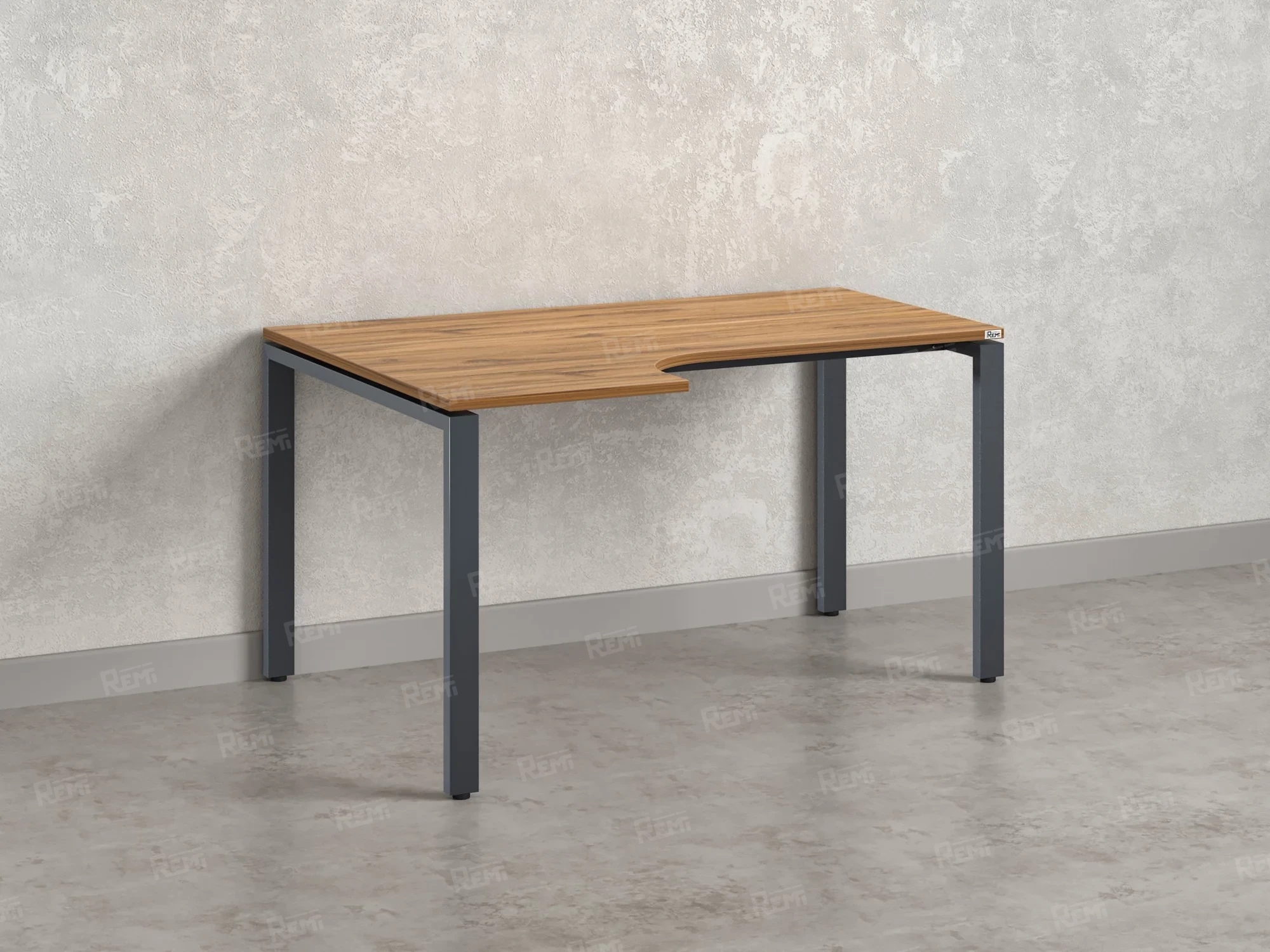 Стол угловой, П-опора, левый 1800x700/900x750, RM053-18x7-9 Дуб Юстус/Серый